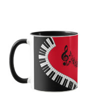 Ditt namn/Färg Red Treble Clef Piano Nycklar Music