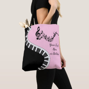 Ditt namn/Färg Rosa Treble Clef Piano Nycklar Mus Tygkasse