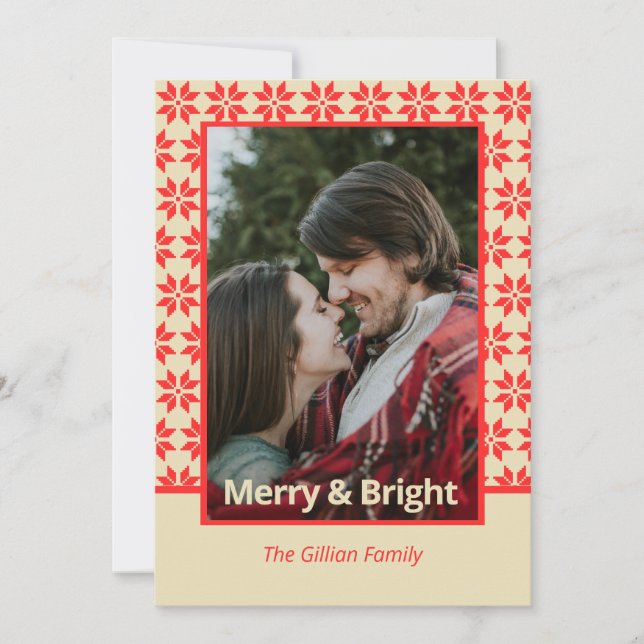 ditt namn faux nordic mönster julkort (Framsida)