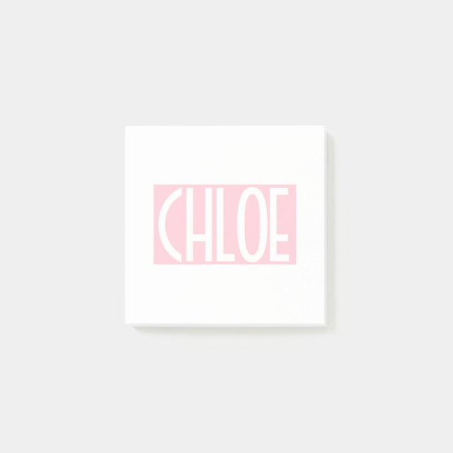 Ditt Namn | Fet vit text på ljust rosa Post-it Block (Framsida)