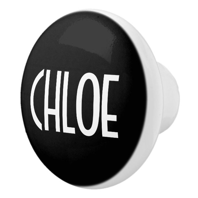 Ditt Namn, Fet Vit Text | Svart Knopp (Höger)