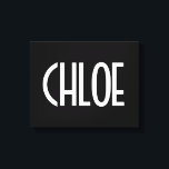 Ditt namn, fetstil, vit text | Svart Canvastryck<br><div class="desc">Öga-fångst och modern.</div>