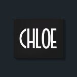 Ditt namn, fetstil, vit text | Svart Canvastryck<br><div class="desc">Öga-fångst och modern.</div>