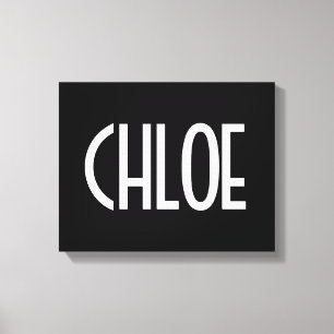 Ditt namn, fetstil, vit text   Svart Canvastryck