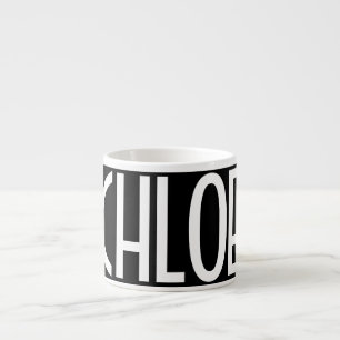 Ditt namn, fetstil, vit text Svart Espressomugg