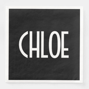 Ditt namn, fetstil, vit text Svart Pappersservett