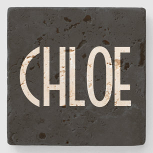 Ditt namn, fetstil, vit text   Svart Stenunderlägg