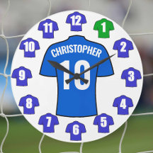 Ditt namn Football Clock - Blue Shirts