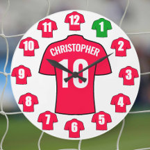 Ditt namn Football Clock - Red Shirts