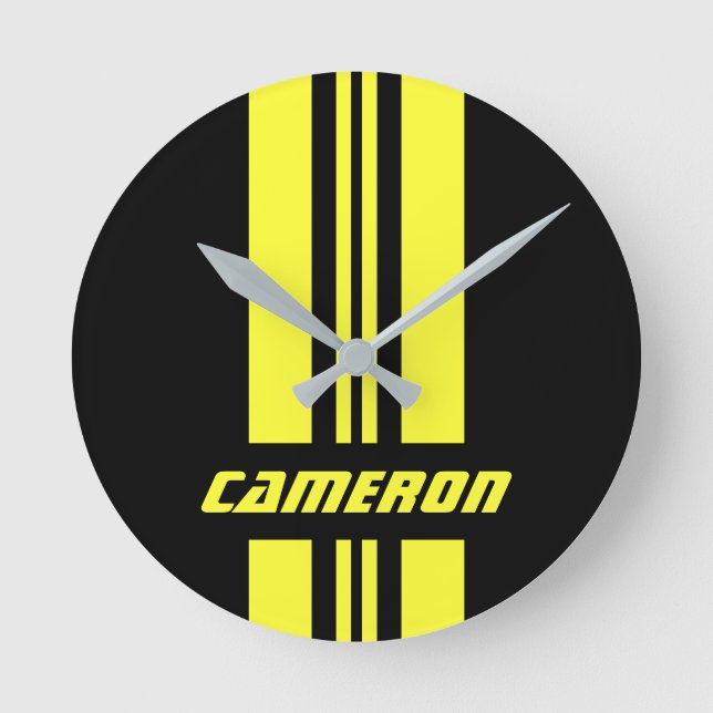 Ditt namn fullständigt Anpassningsbar Färg Tävla R Rund Klocka (Framsida)