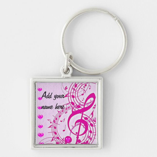Ditt namn_ fyrkantig silverfärgad nyckelring (Framsidan)