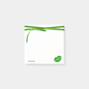 Ditt namn   Grönt Irish Kiss Lipstick Blot Graphic Post-it Block