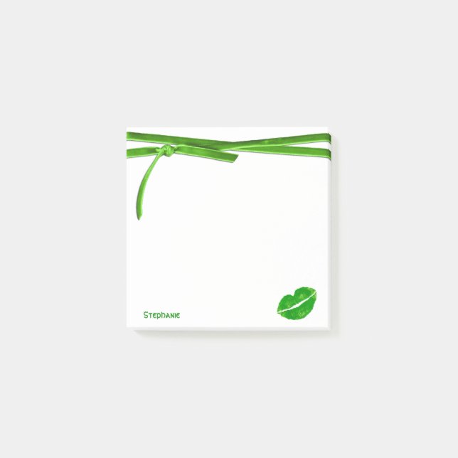 Ditt namn | Grönt Irish Kiss Lipstick Blot Graphic Post-it Block (Framsida)
