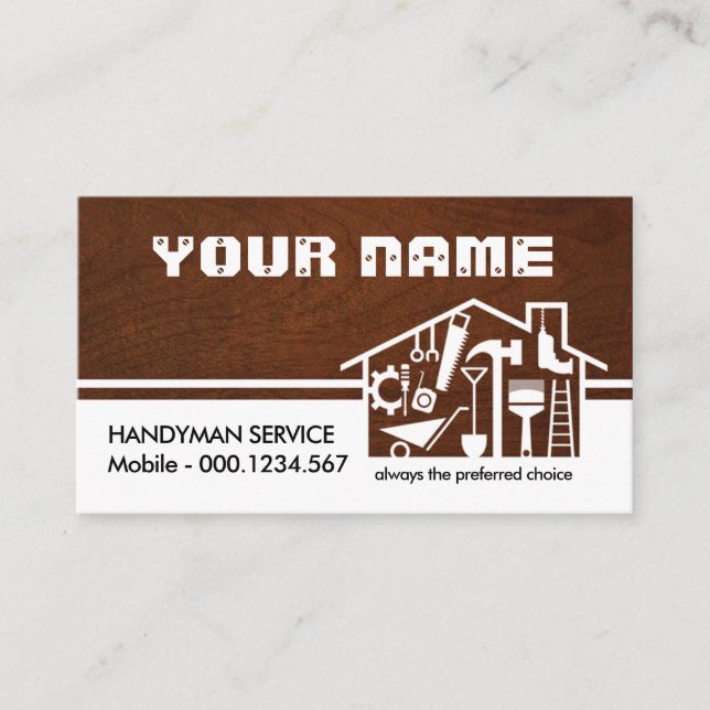 Ditt Namn Handyman Förråd Verktyg Visitkort (Framsida)