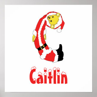 Ditt namn här! Anpassningsbar Brev C Nalle Santas Poster
