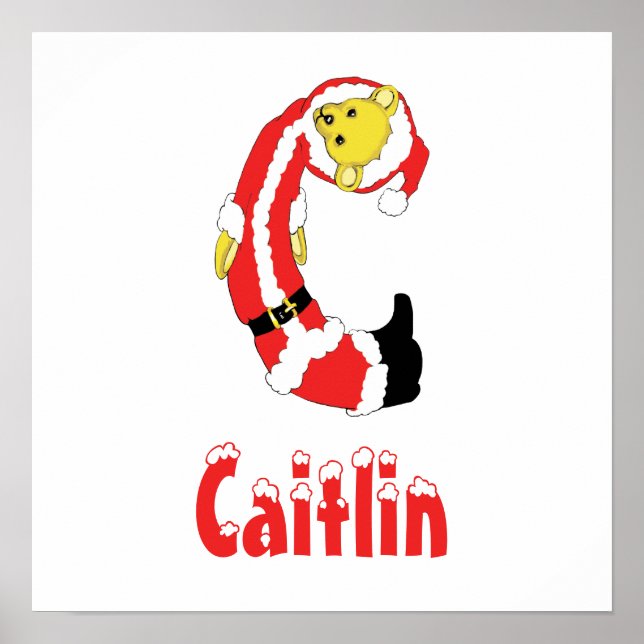 Ditt namn här! Anpassningsbar Brev C Nalle Santas Poster (Framsidan)