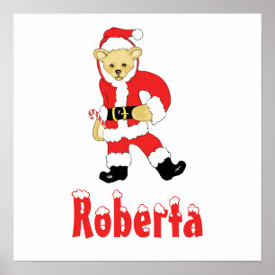 Ditt namn här! Anpassningsbar Brev R Nalle Santas Poster