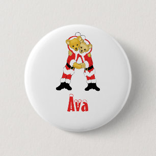 Ditt namn här! Beställnings- brev en nalle Santa Knapp