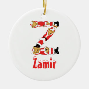 Ditt namn här! Beställnings- nalle Santas för b Julgransprydnad Keramik
