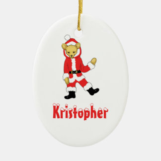 Ditt namn här! Beställnings- nalle Santas för brev Julgransprydnad Keramik