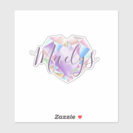 Ditt namn här Cute Pastel Rainbow Heart Diamond Klistermärken