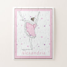 Ditt namn här Rosa Ballerina Polka Dot Puzzle