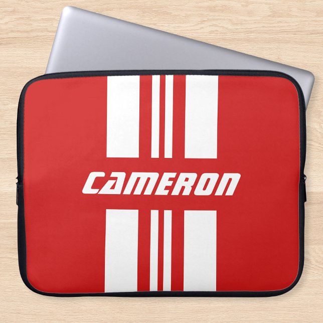 Ditt namn helt anpassade färger racingränder laptop fodral (Skapare uppladdad)