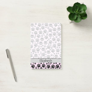 Ditt namn - Hund, Traces, Tass-print - Rosa Post-it Block