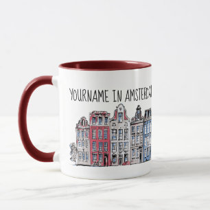 Ditt namn i Amsterdam Waterfront Damrak Byggnad Mugg