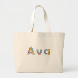 Ditt namn i Artsy blommigt brev / Ava Tote Bag Jumbo Tygkasse