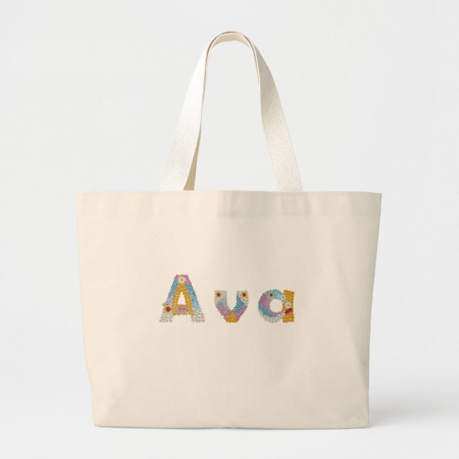 Ditt namn i Artsy blommigt brev / Ava Tote Bag Jumbo Tygkasse (Framsidan)
