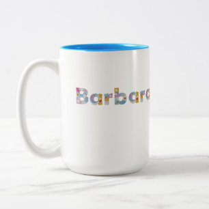 Ditt namn i Artsy blommigt brev / Barbara Two- To Två-Tonad Mugg