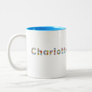 Ditt namn i Artsy blommigt brev / Charlotte Två-Tonad Mugg