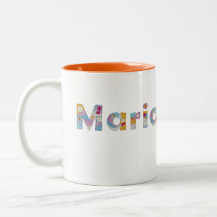 Ditt namn i Artsy blommigt brev / Maria Två-Tonad Mugg