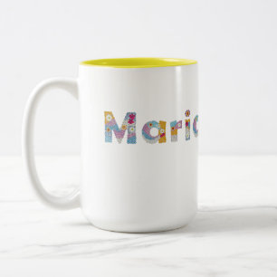 Ditt namn i Artsy blommigt brev / Maria Two-Tone Två-Tonad Mugg