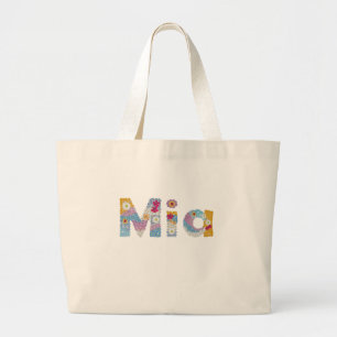 Ditt namn i Artsy blommigt brev / Mia Jumbo Tygkasse