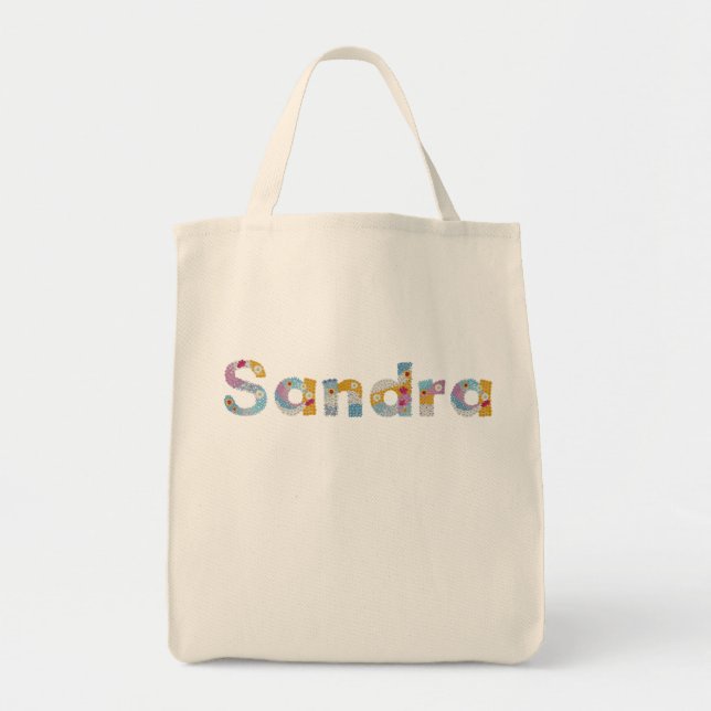 Ditt namn i Artsy blommigt brev / Sandra Tote Ba Tygkasse (Framsidan)