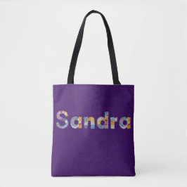Ditt namn i Artsy blommigt brev / Sandra Tote Ba Tygkasse