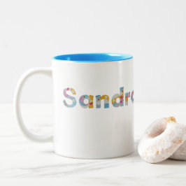 Ditt namn i Artsy blommigt brev / Sandra Två-Tonad Mugg