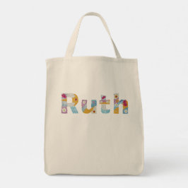 Ditt namn i blommigten brev/Ruth Toto Bag Tygkasse