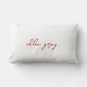 Ditt namn i Elegant Red Script Dekorativ kudde