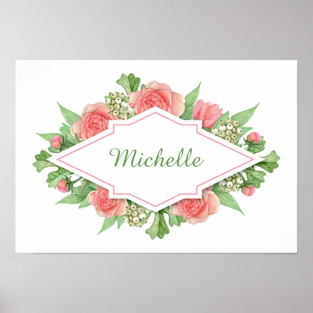 Ditt namn i en Flower Ram-anpassningsbar poster (Framsidan)