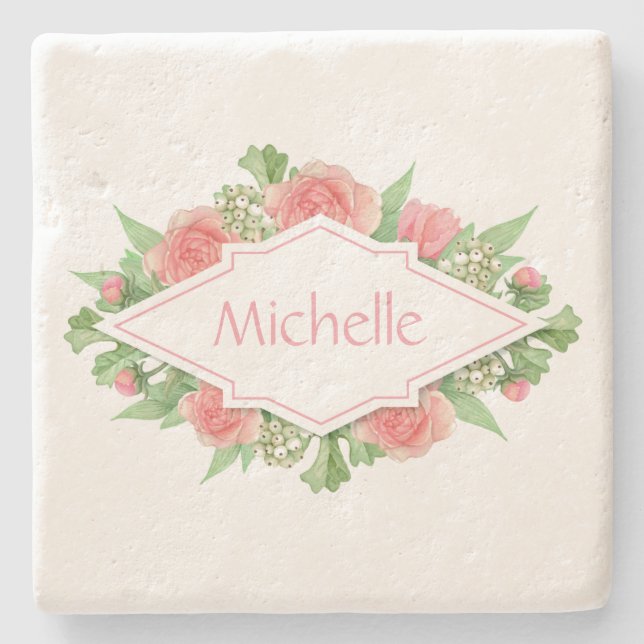 Ditt namn i en Flower Ram-sten underlägg (Framsidan)
