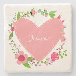 Ditt namn i en Heart & Flowers-underlägg Underlägg Sten