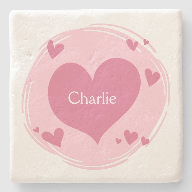 Ditt namn i en Heart stone-underlägg Underlägg Sten (Framsidan)