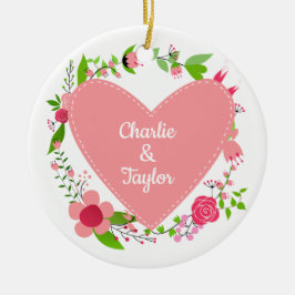 Ditt namn i en hjärt-anpassningsbar julgransprydnad keramik