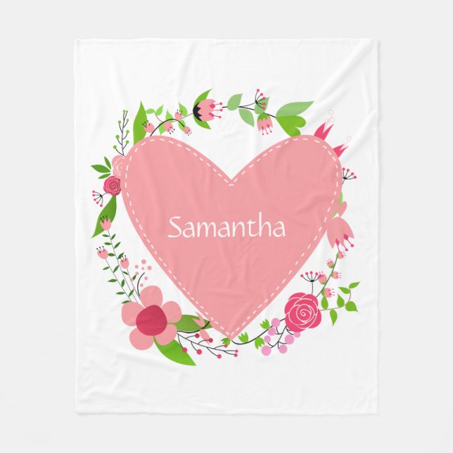 Ditt namn i en hjärtfilt fleecefilt (Framsidan)