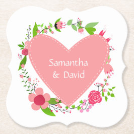 Ditt namn i ett pappert underlägg i hjärtat papper