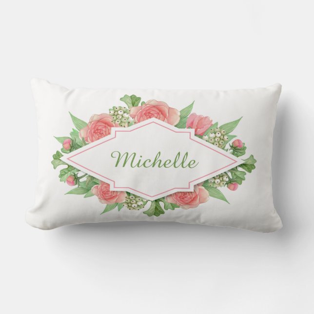 Ditt namn i Flower Ram dekorativ kudde (Framsida)