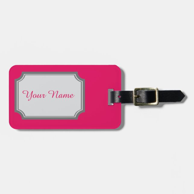 ditt namn i hallonfärg bagagebricka (Horisontell Framsida)